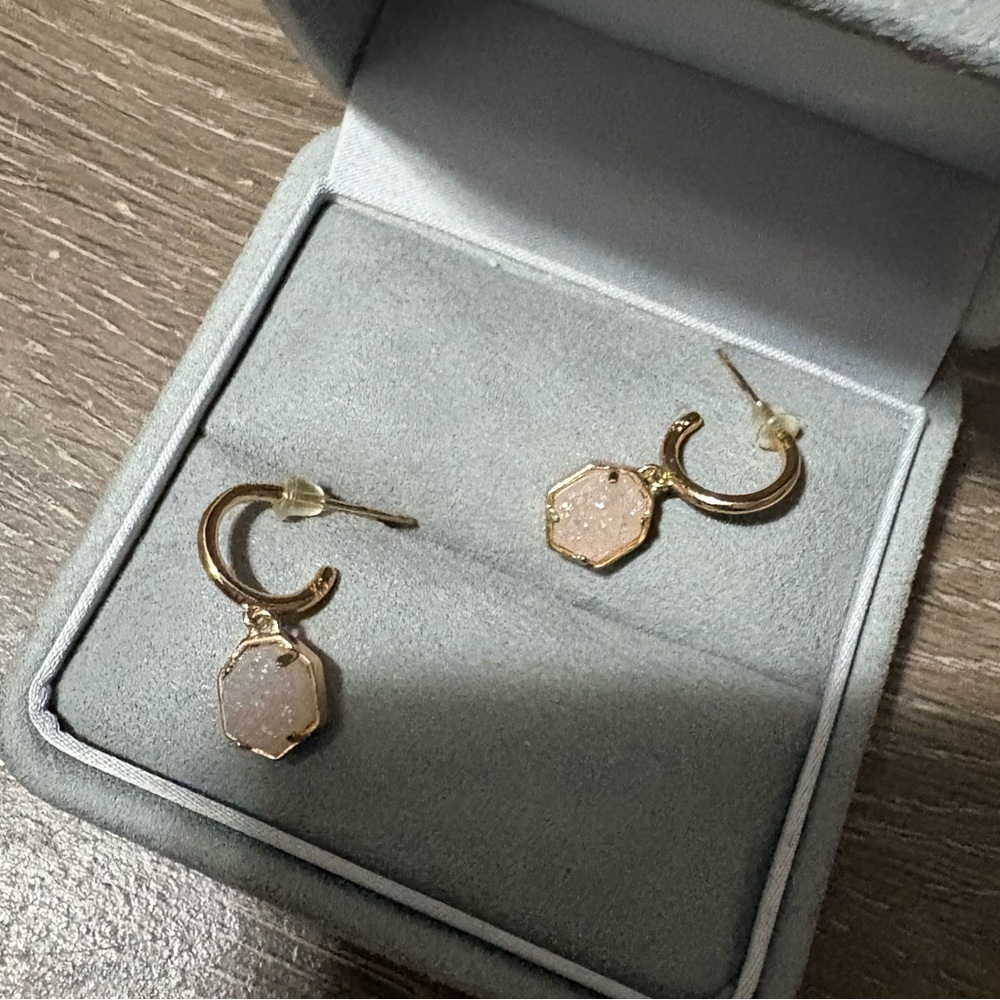 Kendra Scott Gold Hoop Earrings with White Druzy